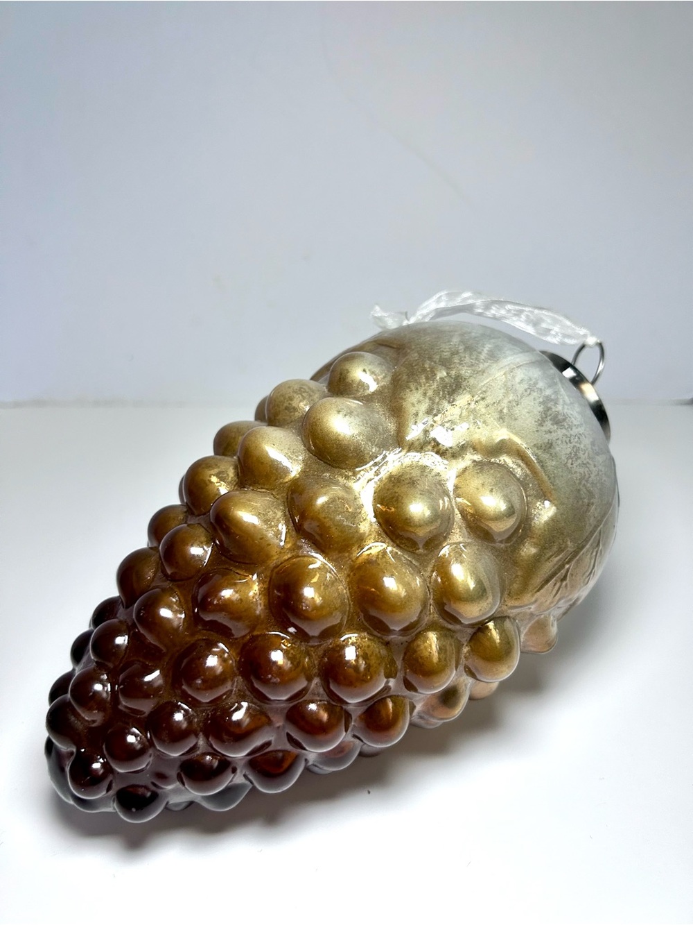 Vintage German Kugel Glass Grapes Christmas Ornament Ombré Gold